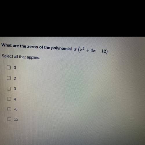 What are the zeros of the polynomial? Question in pic.