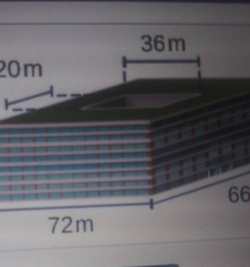an office building srrounds a rectangular open-air courtyard what is the volume of the building how