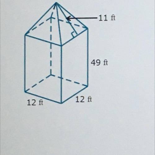 A monument outside city hall has dimensions as shown in the figure below. If one gallon of paint ca