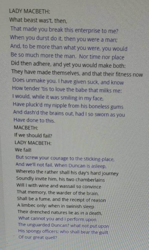 Lady Macbeth is among Shakespeare's most powerful female characters. Which two sections in this exc