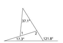 What are the measures of ∠1 and ∠2? PLEASE ANSWER

m∠1 = 58.2°, m∠2 = 75.5° 
m∠1 = 67.4°, m∠2 = 10