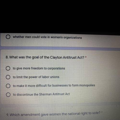 What was the goal of the Clayton antitrust act?