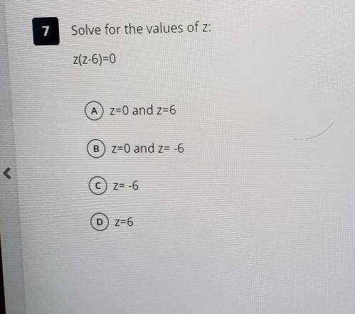 Solve for the value of zz(z-6)=0​