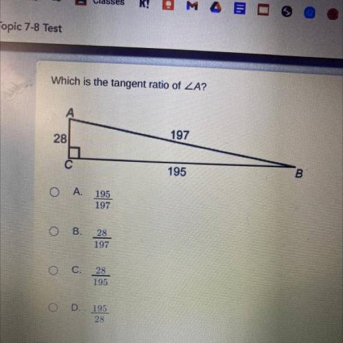 Which is the tangent ration of