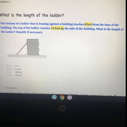 What is the length of the ladder?

The bottom of a ladder that is leaning against a building reach