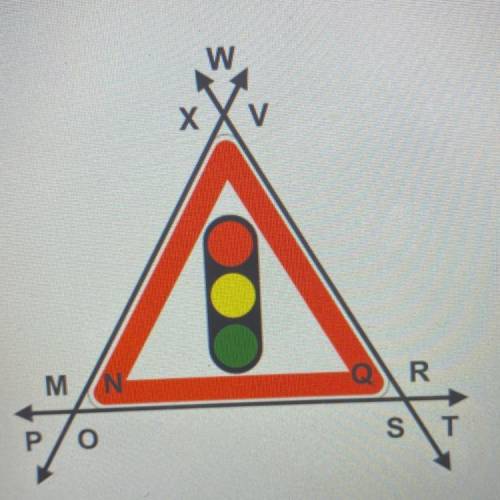 A) Suppose you are a designer making the traffic sign above. What is the sum of the

interior angl