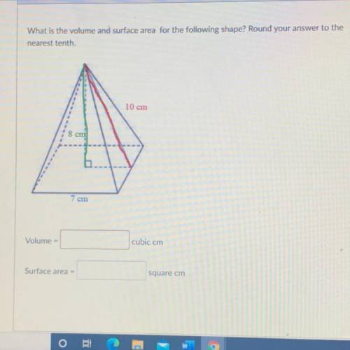 Can someone help me find the volume and surface area of the shape