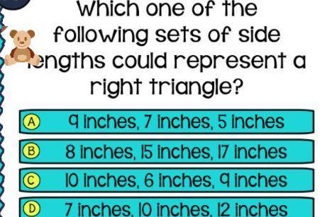 Find the one of the following sets of side lenghts could represent a right triangle