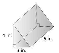 What is the surface area of the triangular prism?

A. 13 in.2
B. 36 in.2
C. 78 in.2
D. 84 in.2