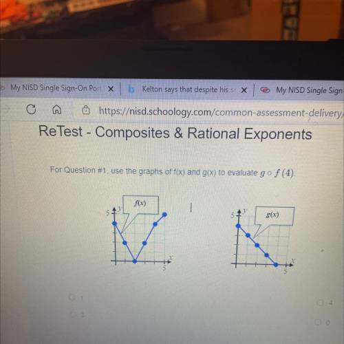 For Question #1, use the graphs of f(x) and g(x) to evaluate go f (4).