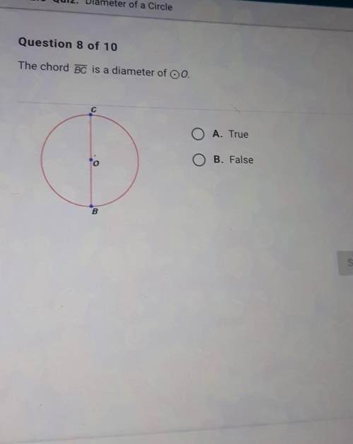 The chord BC is a diameter of o​