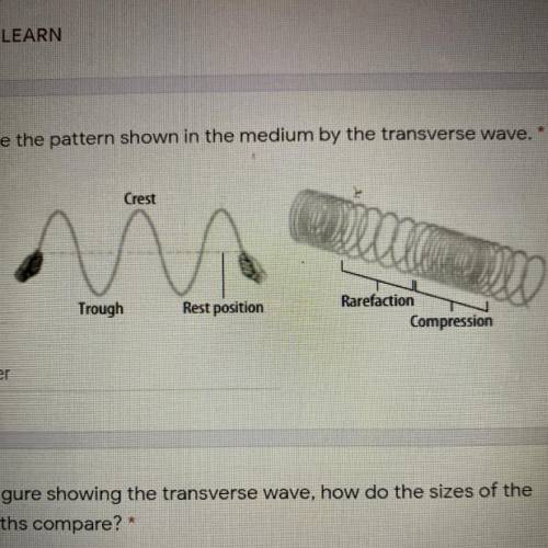 Describe the pattern shown in the medium by the transverse wave