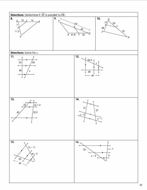 Unit 6: Similar Triangles

Homework 5: Parallel Lines & Proportional Parts
What are the answer