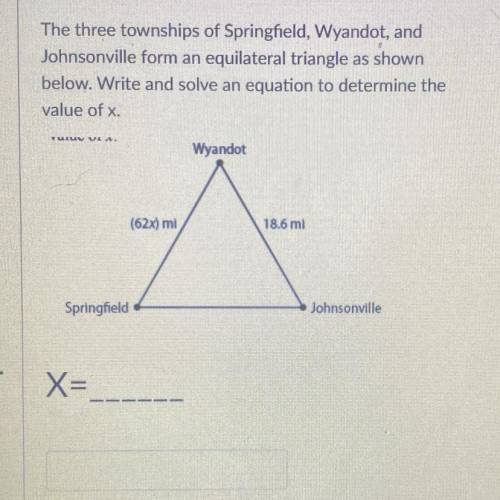 The three townships of Springfield, Wyandot, and

Johnsonville form an equilateral triangle as sho