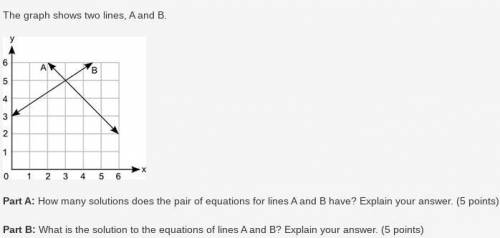 Please help with this question

Part A: How many solutions does the pair of equations for lines A