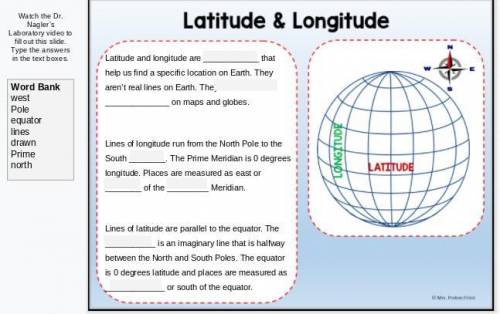 Latitude and Longitude fill in the blanks