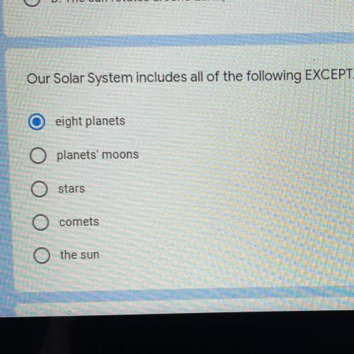 Solar system included all of the following except what?