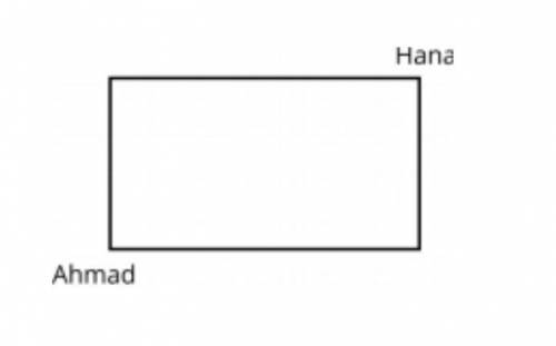 1. Ahmad and Hana are standing at opposite corners of a pool, as shown in the diagram below. They d