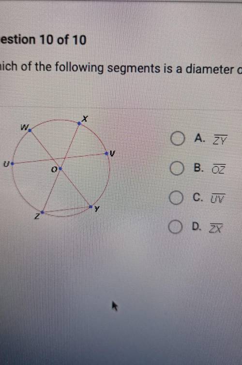 Which of the following segments is a diameter of 0?​