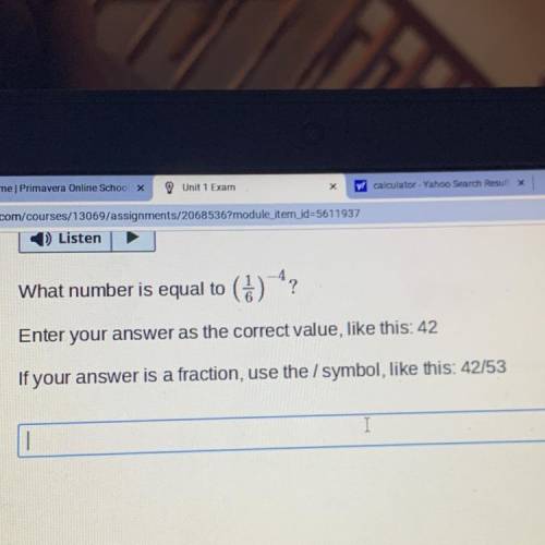 What number is equal to (1/6)^4?