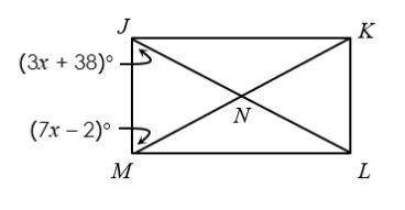 If JKLM is a rectangle, solve for x.