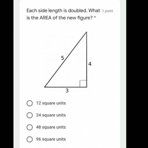 Each side length is doubled. What is the AREA of the new figure?