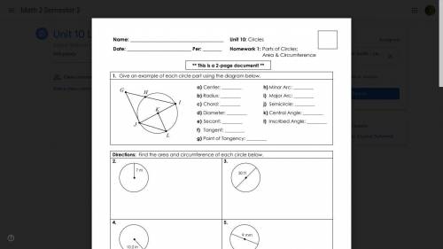 Give an example of each circle part using the diagram below. #1