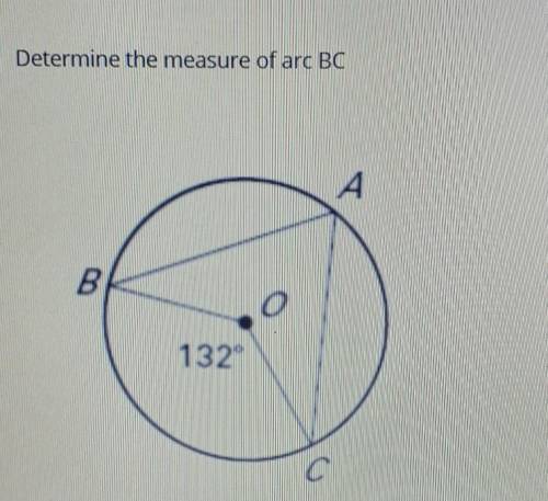Determine the measure of arc BC​