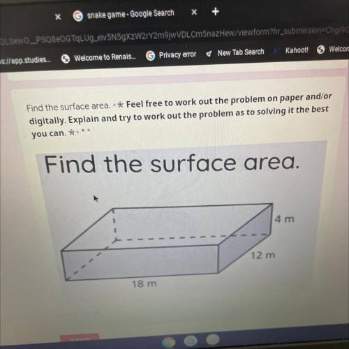 Please help me

Find the surface area 
If you can explain to that would be great if not that’s fin