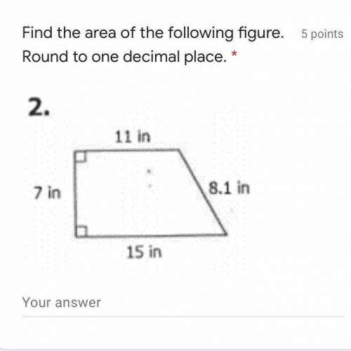 Find the area to the following figure. Round to the one decimal place.