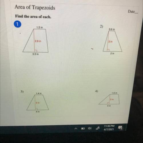 How to find the area of each trapezoid step by estep