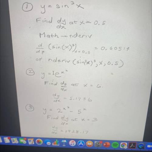Calculator differentiation Problems I need help on all