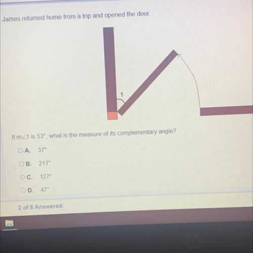 James returned home from a trip and opened the door

V
If mZ1 is 53°, what is the measure of its c