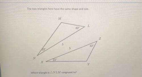 Which triangle is NLM congruent to? Please answer correctly