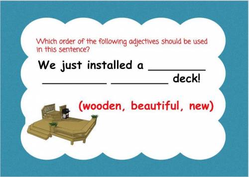 Select the correct order of adjectives for the sentence.