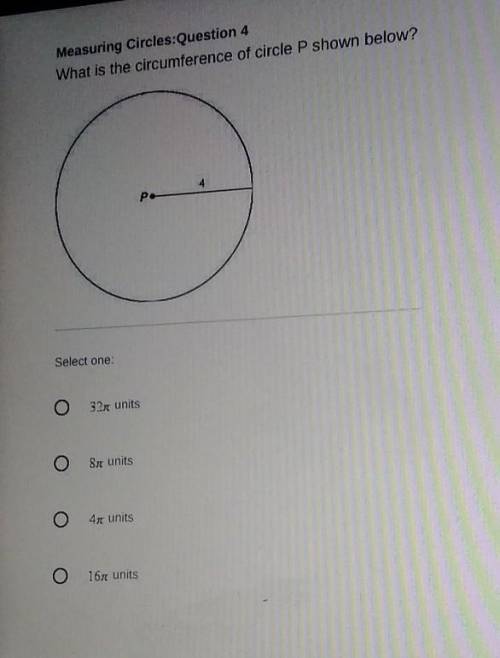 What is the circumference of circle P shown below ​
