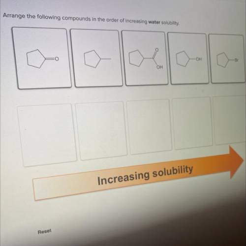 Arrange the following compounds in the order of increasing water solubility.