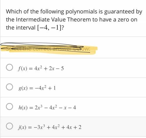 Which of the following polynomials is guaranteed by the Intermediate Value Theorem to have a zero o
