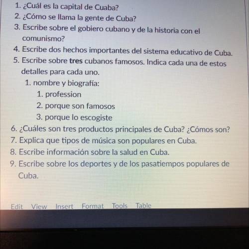 HELP ASAP 
Answer the questions in Spanish