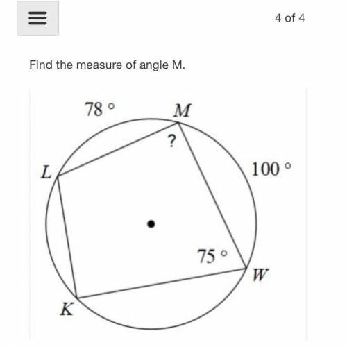 Fine the measure of angle M.