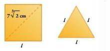 Encuentra el área de un triangulo equilátero cuyo lado tiene la misma medida que el lado de un cuad