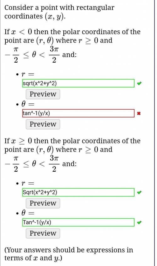 Consider a point with rectangular coordinates (x,y).

If x<0 then the polar coordinates of the