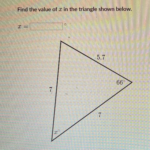 Find the value of x in the triangle below