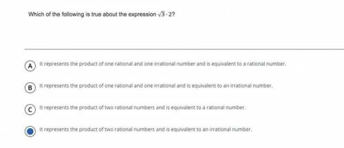 Which of the follow is true about the expression sqrt3*2?