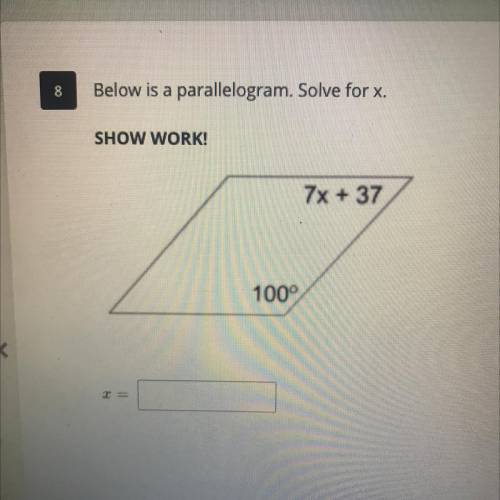 Solve for x and show work please!