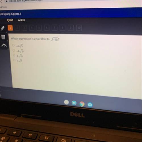 Which expression is equivalent to V-80?
-4.5
-4ſ5i
4.751
4.5