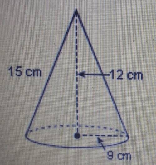 Find the volume of the cone in terms of pi. 405TT cm3 324TT cm3 405TT cm3 72TT cm3​