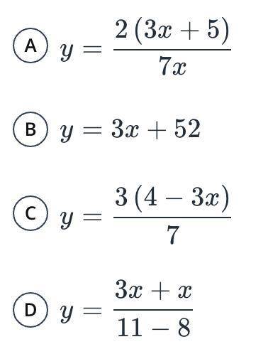 Plsss help me NO LINKS OR THEY WILL BE REPORTED

Which equation represents a function that is not