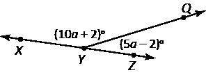 What is m∠XYQ? A line segment QY intersects another line segment XZ at the point Y to form the angl