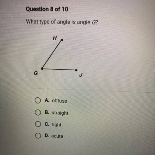 What type of angle is angle G?
H
L
G
